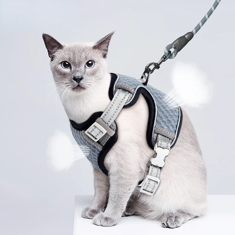 ATUBAN Cat Harness and Leash for Walking, Small Cat Harness Escape Proof Cat Harness Large, Adjustable Cat Harness Reflective