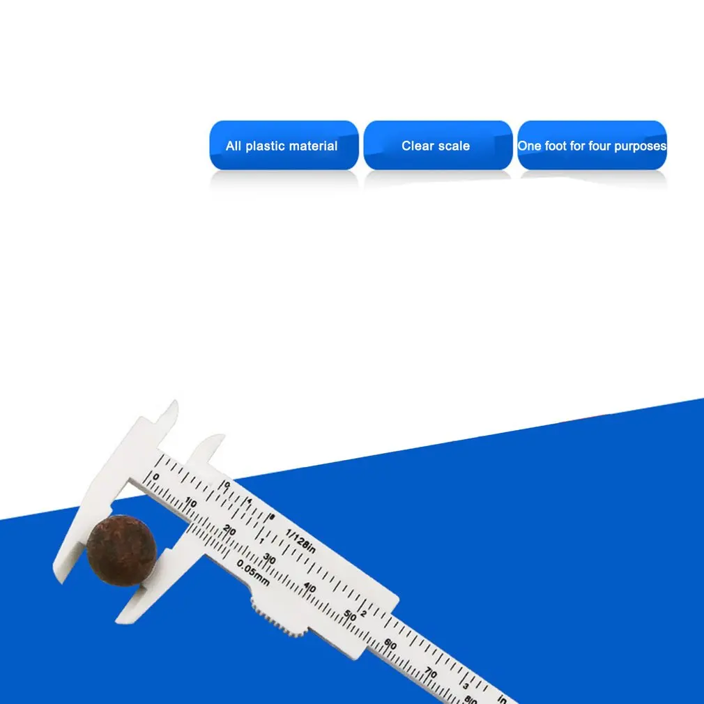 0-80mm Double Scale Plastic Vernier Caliper Mini Ruler Accurate Measurement Tool Standard Vernier Caliper