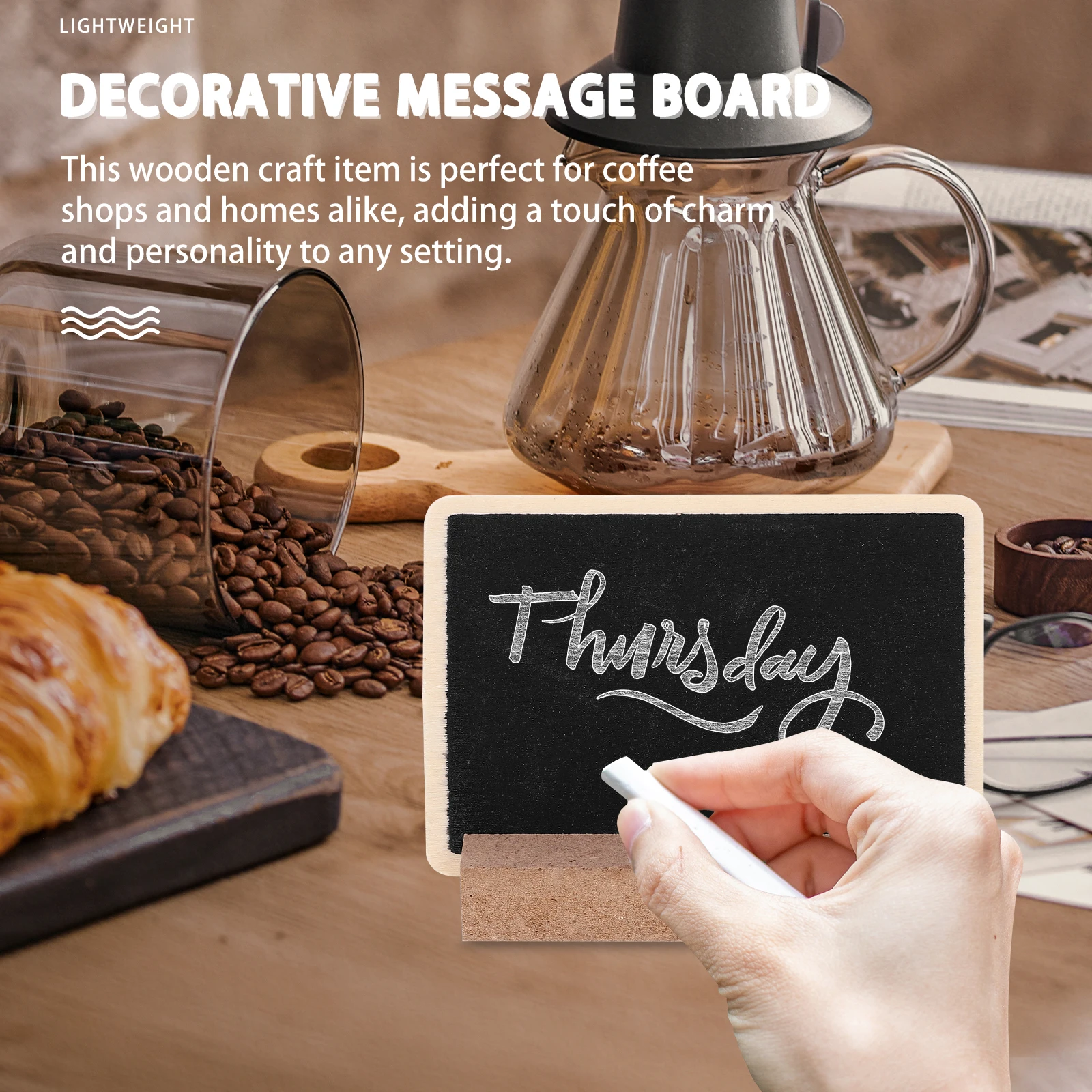 

10Sets Mini Wooden Chalkboard Message Board Desktop Sign Small Blackboard for Coffee Shop Home Table Display Small Chalk Boards