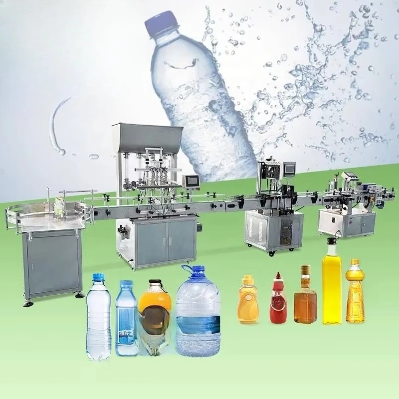 Automatic juice essential oil water plastic filling liquid bottle filling and capping line machine