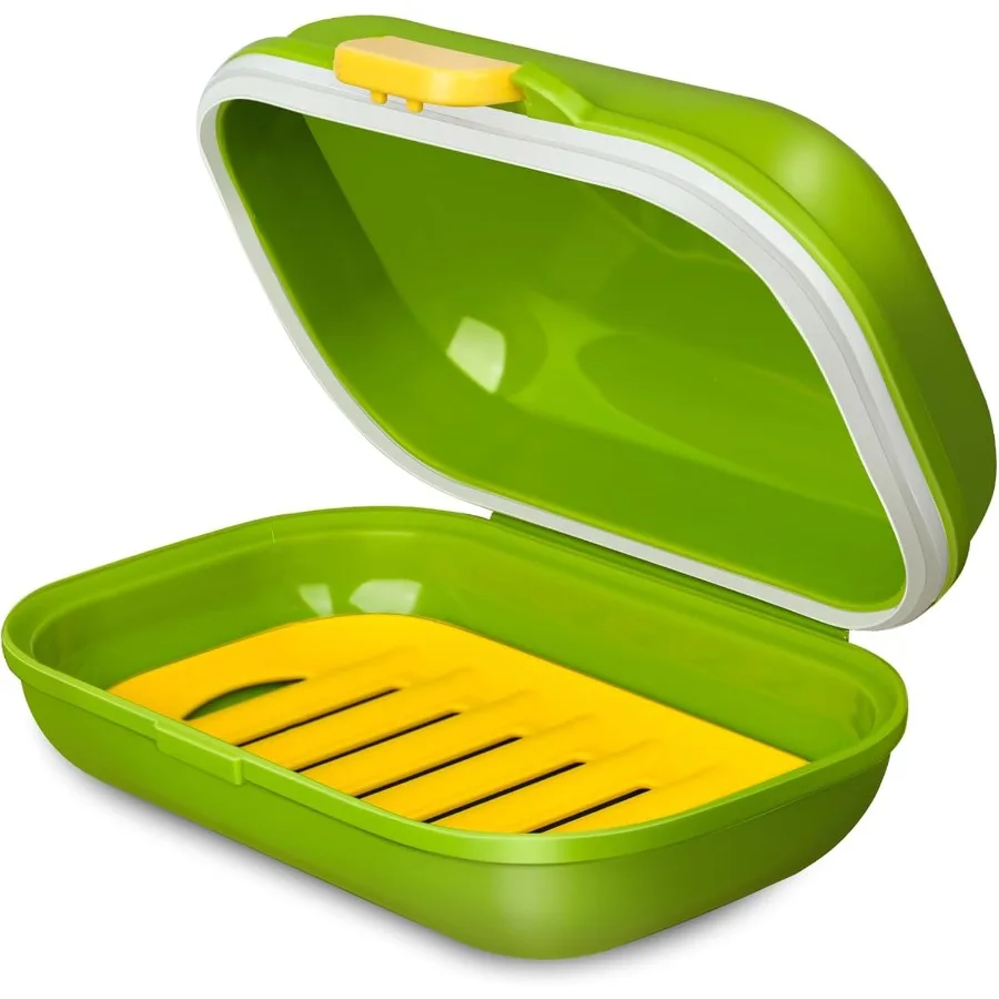 100 علبة صابون للسفر مانعة للتسرب مع غطاء لبار حامل الصابون استنزاف صحن الصابون مثالية للحمام دش الصالة الرياضية المدرسة التخييم Vac #1