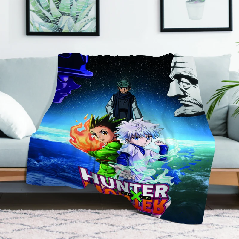 Anime HUNTER X HUNTER Gon Zoldyck Hisoka Throw Blanket Custom Bed Blankets for Decorative Sofa King Lid Microfiber Bedding Knee