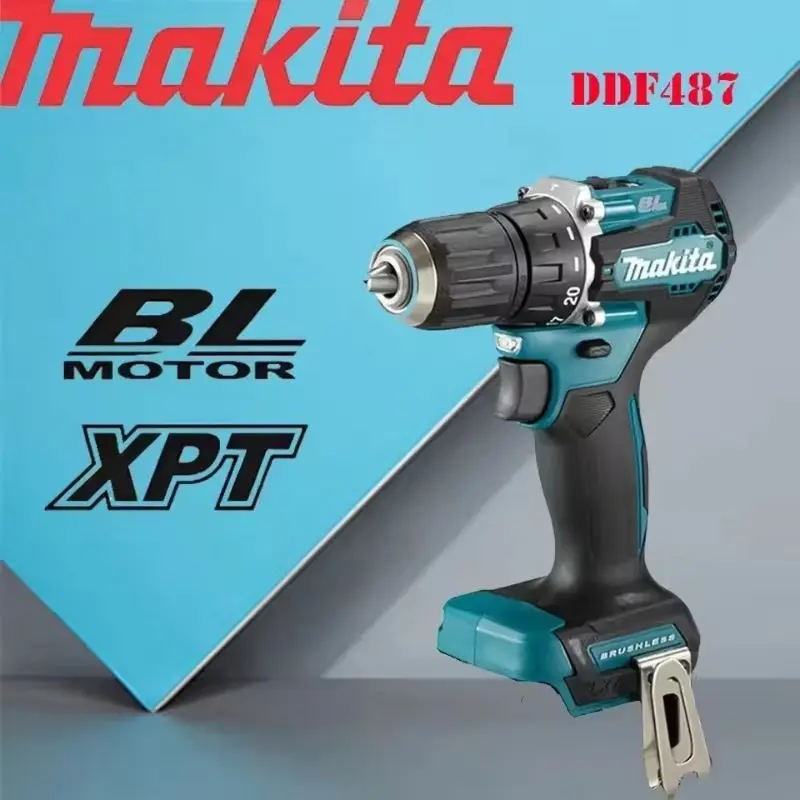 Taladro Atornillador Inalámbrico Makita DDF487 de 18V, Sin Escobillas, Compacto, Alto Torque, Velocidad Variable, Herramienta Eléctrica