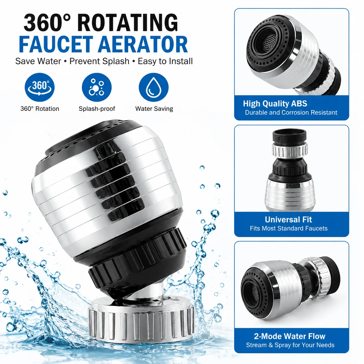 1 set aucet Nozzle 360 Degree Rotation Filter Extension Tube Shower Water Saving Tap Head Nozzle Universal Kitchen Accessories