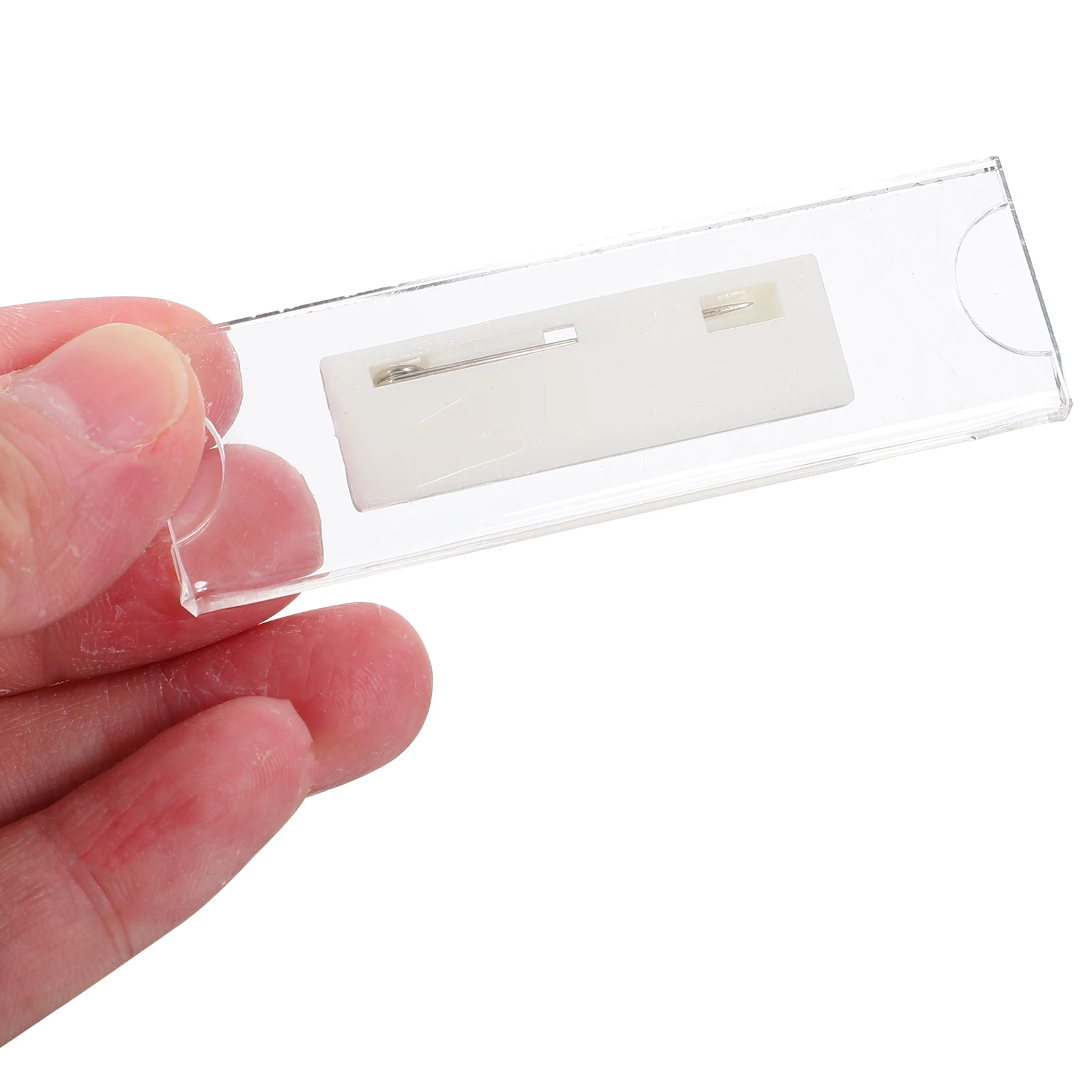 

10 Pcs Acrylic Insert Card Badge Holders 70x20mm Transparent Name Tags for Work School Office Student ID Holders