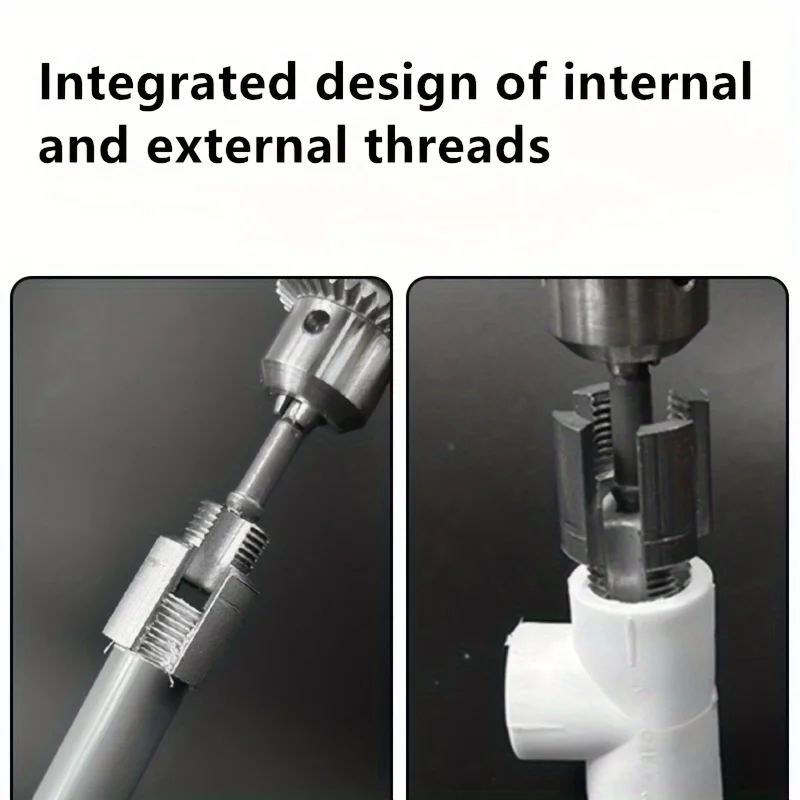 Integrated Internal & External Pipe Threading Tool, Electric Drill Mount Pipe Hole Opener, Pipe Thread Repair Tapping Equipment