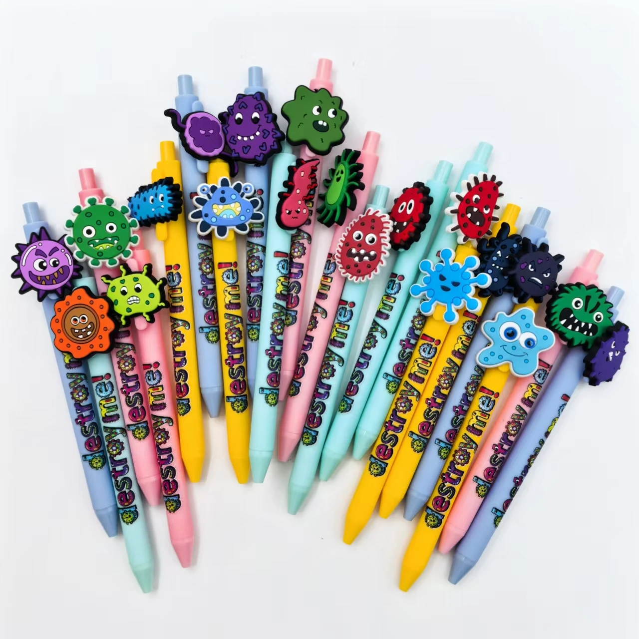 

9pcs/18pcs virus-themed ballpoint pens, virus-eliminating press writing pens, student office stationery