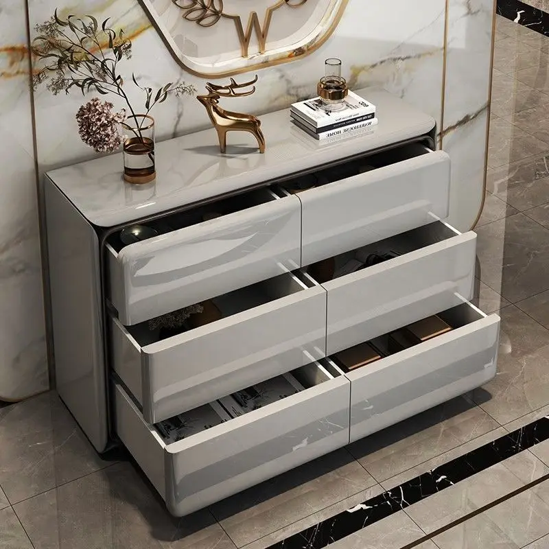 من أدراج خزانة ذات أدراج فاخرة وخفيفة وحديثة لغرفة النوم وخزانة تخزين بجانب السرير وخزانة ديكور لتخزين غرفة المعيشة