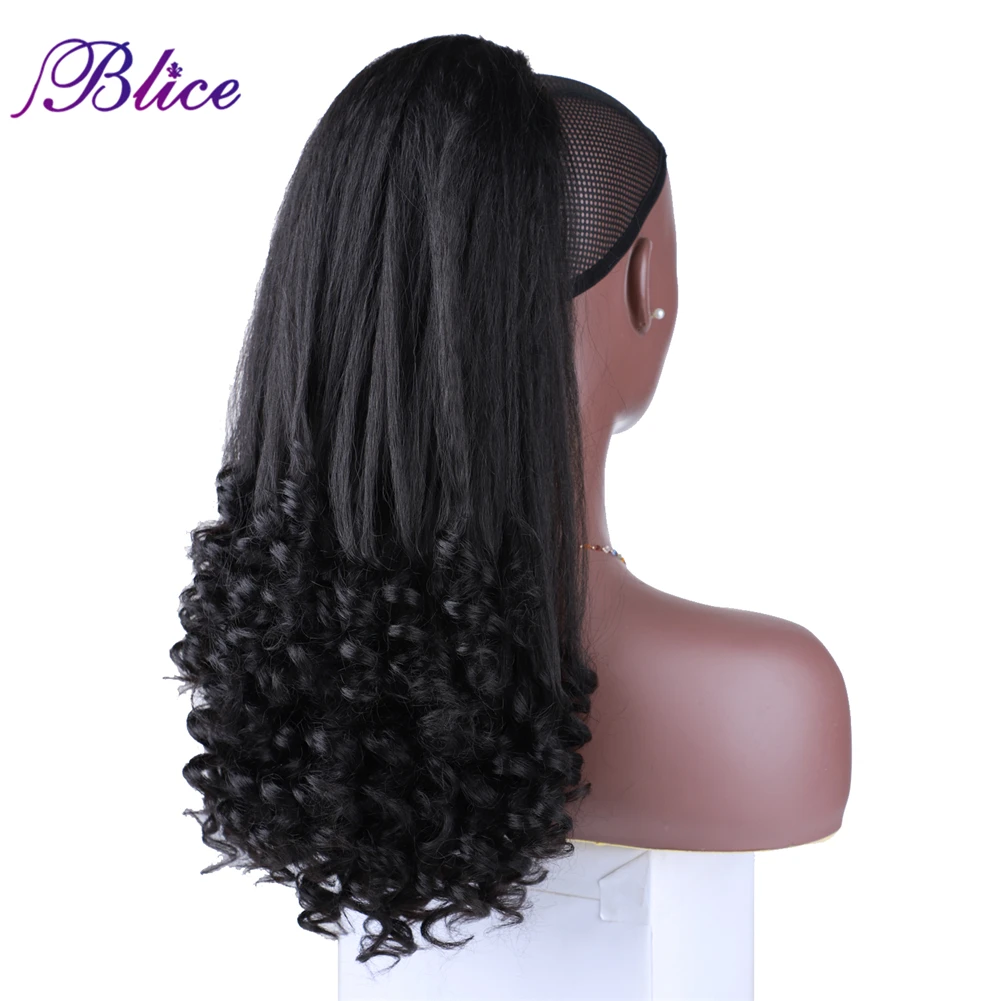 Blice Synthetic Curly Ponytail Hair Attached Pony Hair Extensions For Women Wrap Around With Drawstring Handles Tail Hairpieces