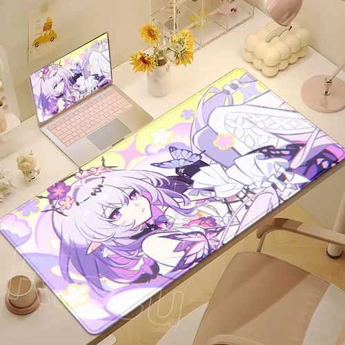 Imagen 2 del producto Alfombrilla de ratón Castorice con impresión HD, alfombrilla de goma antideslizante para ordenador portátil, alfombrilla de ratón Honkai Star Rail, alfombrilla bonita para chica, alfombrilla de escritorio de Anime con mariposa púrpura