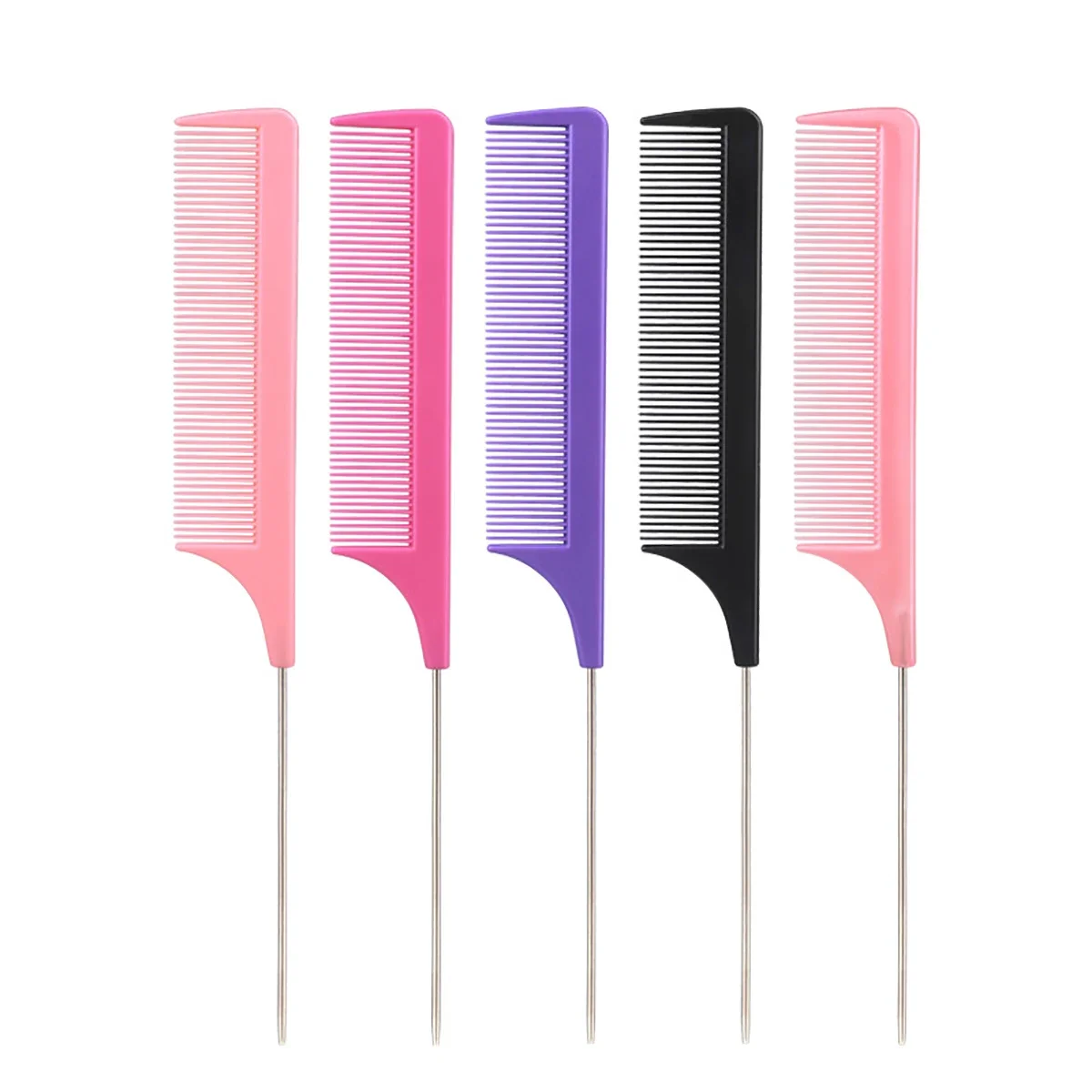 1pcs Professional Pointed Tail Comb Salon Hair Styling Stainless Steel Hair Comb Antistatic Dyeing Comb Hairdresser Styling Tool