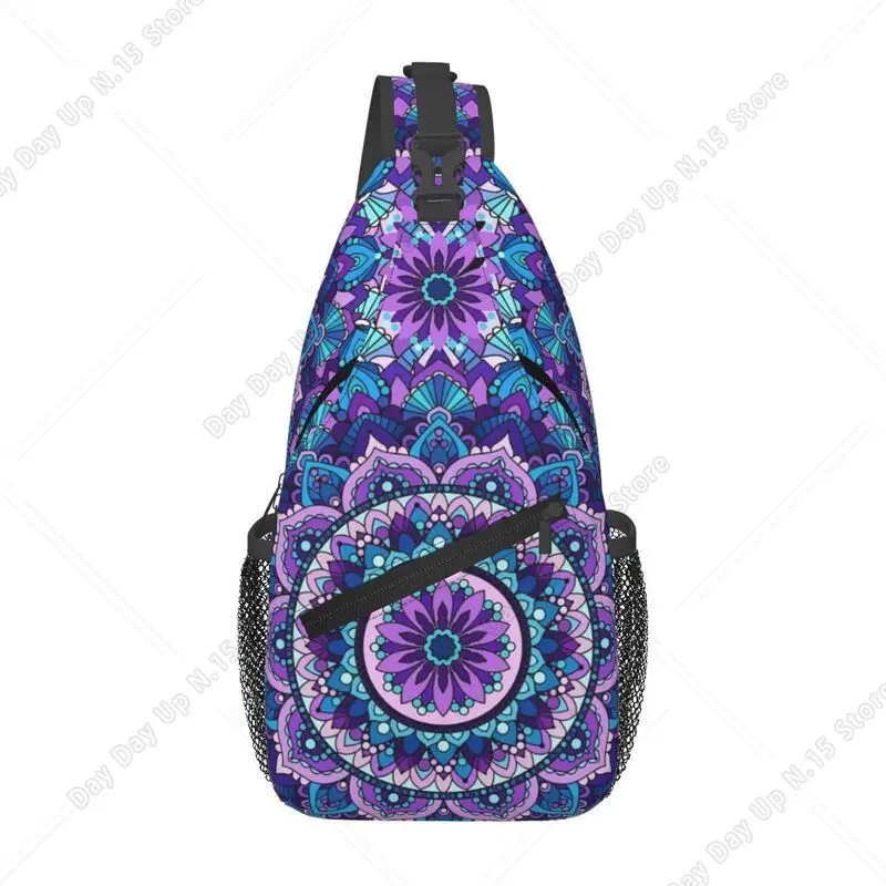Custom Bohemia Ethnic Mandala Flower Pattern Crossbody Sling Backpack Men Custom Shoulder Chest Bag for Cycling Camping Daypack