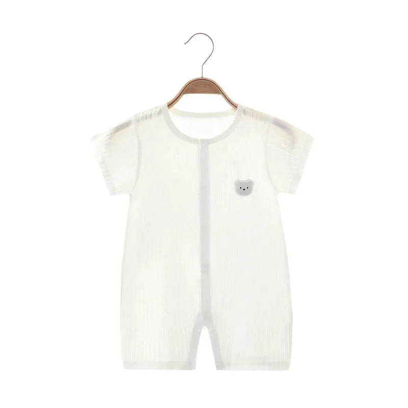 Combinaison fine brodée de dessin animé pour bébé, pyjama à manches courtes pour nouveau-né, vêtements en coton pour bébé, pyjama pour fille et