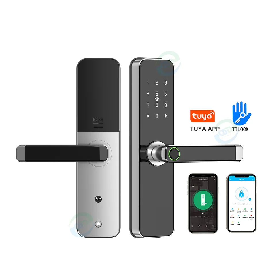 

Intelligent Cerradura Fingerprint Door Lock Tuya WiFi App Fechadura Electronica Handle Digital Smart Door Lock