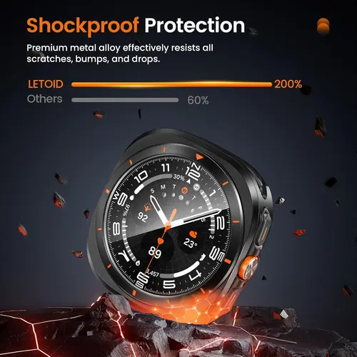 Imagen 2 del producto Caja de Metal + película de vidrio templado para Samsung Galaxy Watch Ultra 2025, cubierta protectora dura de 47mm para accesorios Galaxy Watch Ultra