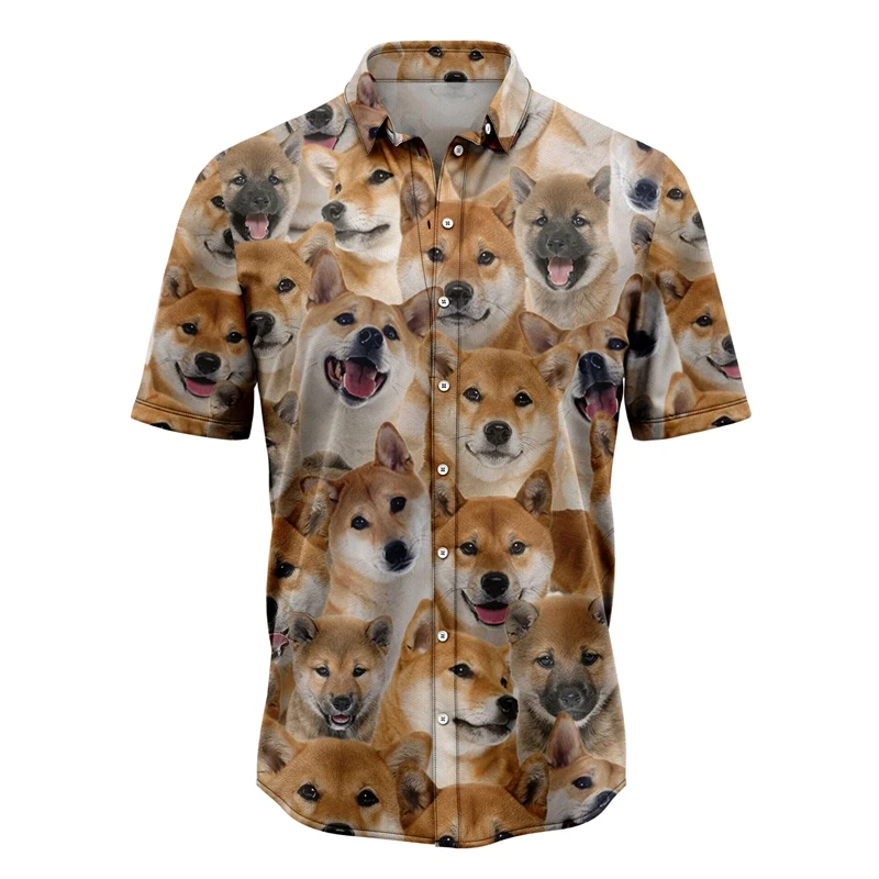 2024 Funny Dogs Shirts For Men 3d Printed Men's Hawaiian Shirt Beach 6XL Short Sleeve Fashion Tops Tee Shirt Man Blouse Camisa