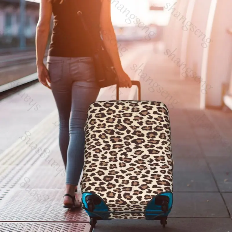 

Защитный чехол для дорожного чемодана с леопардовым принтом, чехол для чемодана, эластичная защита, моющийся чехол для багажа, 18–32 дюйма