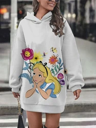 Disney-sudaderas con capucha con estampado de Alicia en el país de las maravillas para mujer, Jersey informal versátil, moda de estilo Simple, Tops