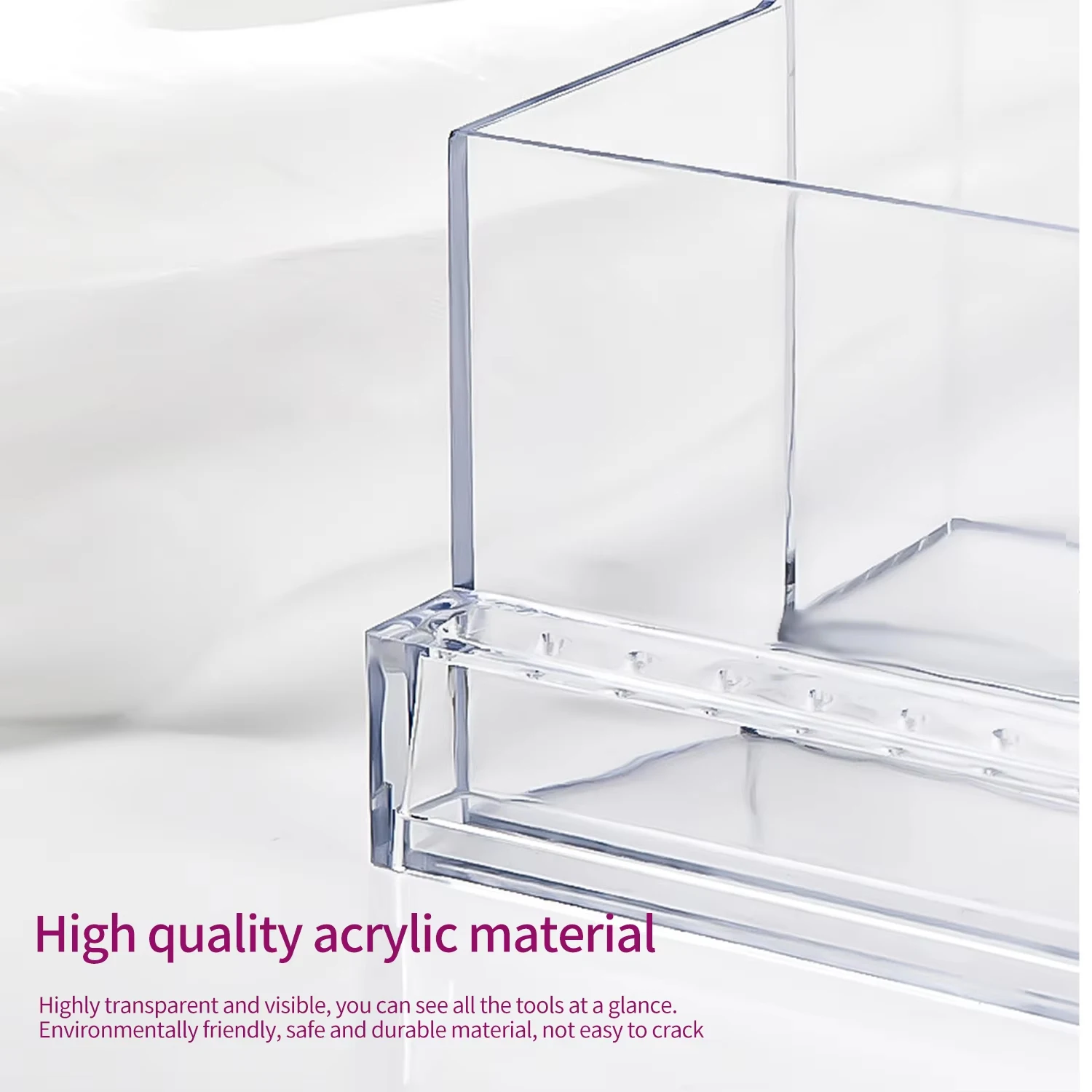 Boîtes de rangement transparentes en acrylique ABS pour outils d'ongles, boîte de rangement pour perceuse à ongles, tête de polissage, vitrine, fournitures pour ongles
