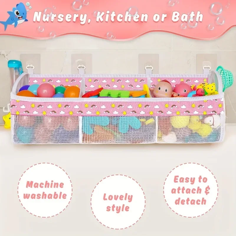 حقيبة تخزين شبكية متعددة الوظائف، مناسبة للحمامات والاستحمام - مثالية لتخزين الألعاب والوجبات الخفيفة وإكسسوارات الشعر