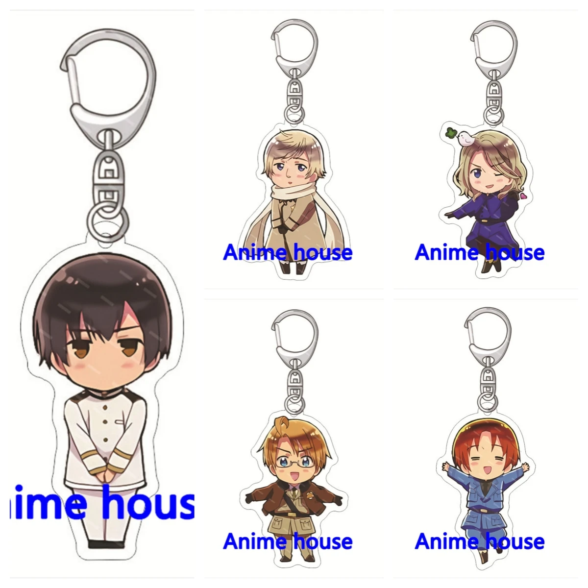 Anime Hetalia Axis Powers Souvenir Keychain Ludwig Wang Yao Ivan Braginsky Francis Bonnefoy Arthur Kirkland Figures Keyring Gift