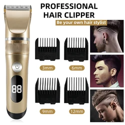 Professional Hair Clipper Beard Trimmer for Men Adjustable Speed LED Digital Clippers Electric Razor Barber Hair Clipper