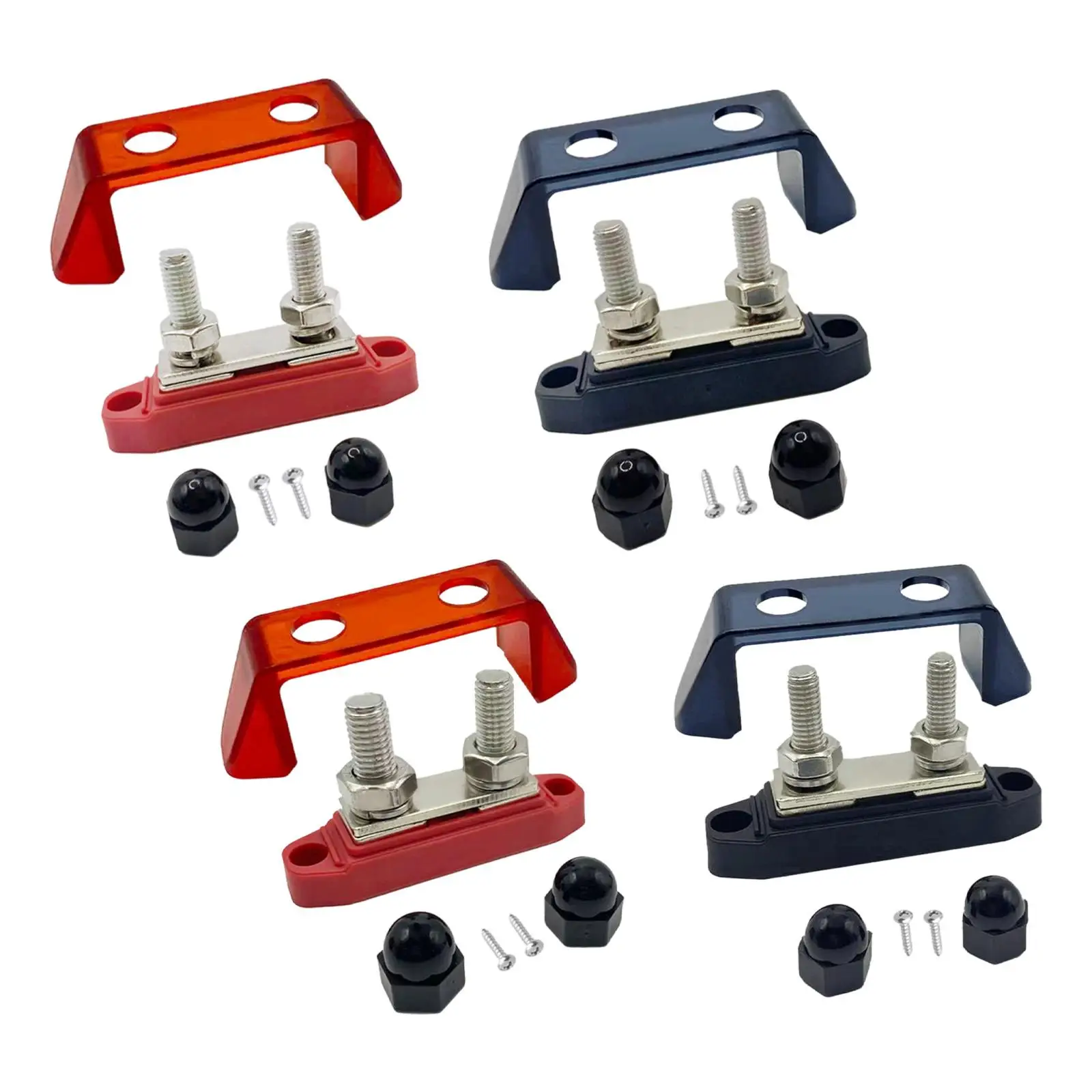 

Bus Bar Double Stud Power Distribution Block Easy to Install Repair Replaces with Cover and Screws for RV Truck Car Yachts