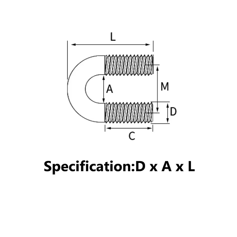 M6 M8 Galvanized Carbon Steel Metric U-screw U-bolt Round Bend U Type Shape Hoop Pipe Tube Clip Strap Clasp Clamps