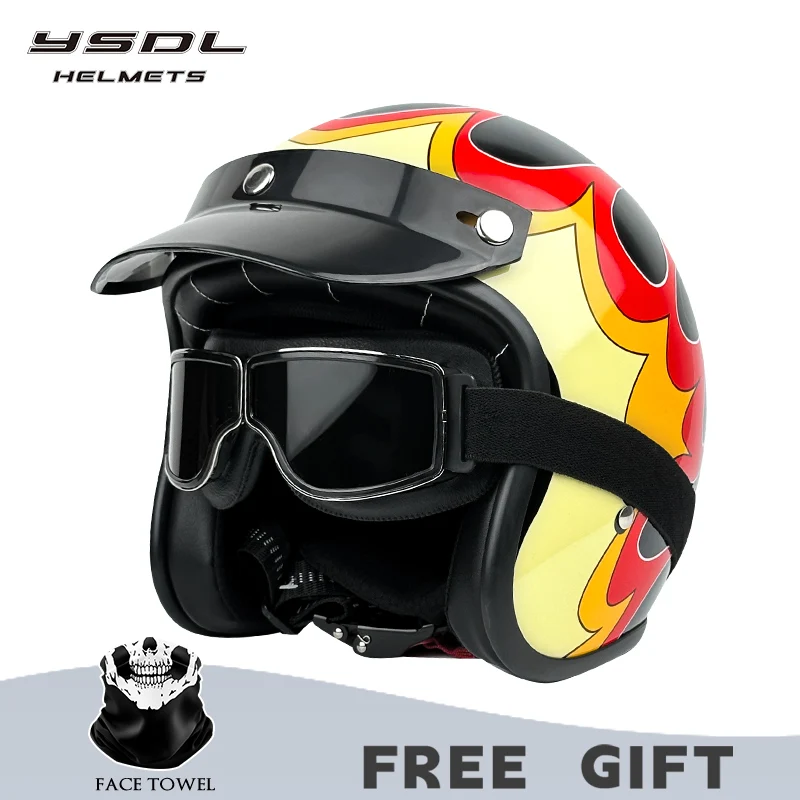 Retro Motorcycle Helmet  Four Season Cruising Motorcycle Half Helmet  Men Women Motorcycle Pedals  Electric Bike Safety Helmet