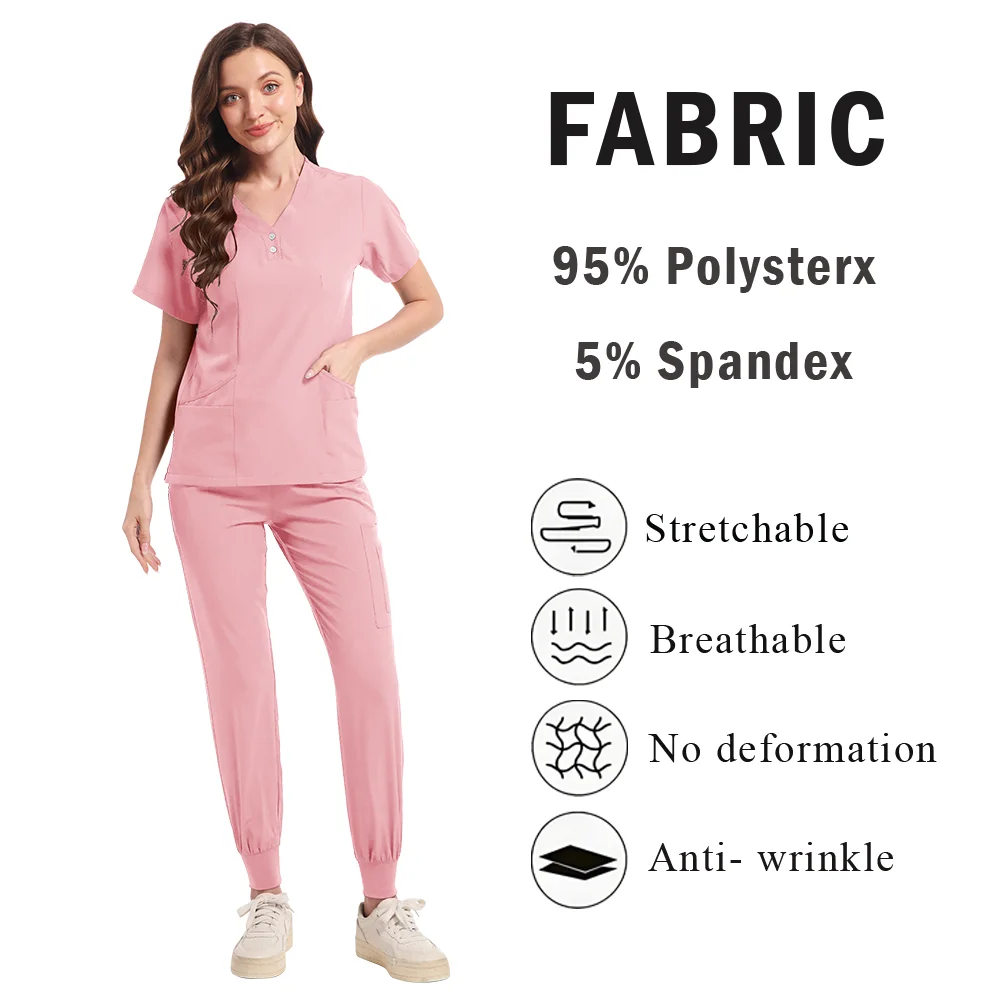 抗シワ洗えるソフト病院制服ホット販売ペット獣医ナーススクラブセット女性医療スクラブセット女性医療アクセサリー