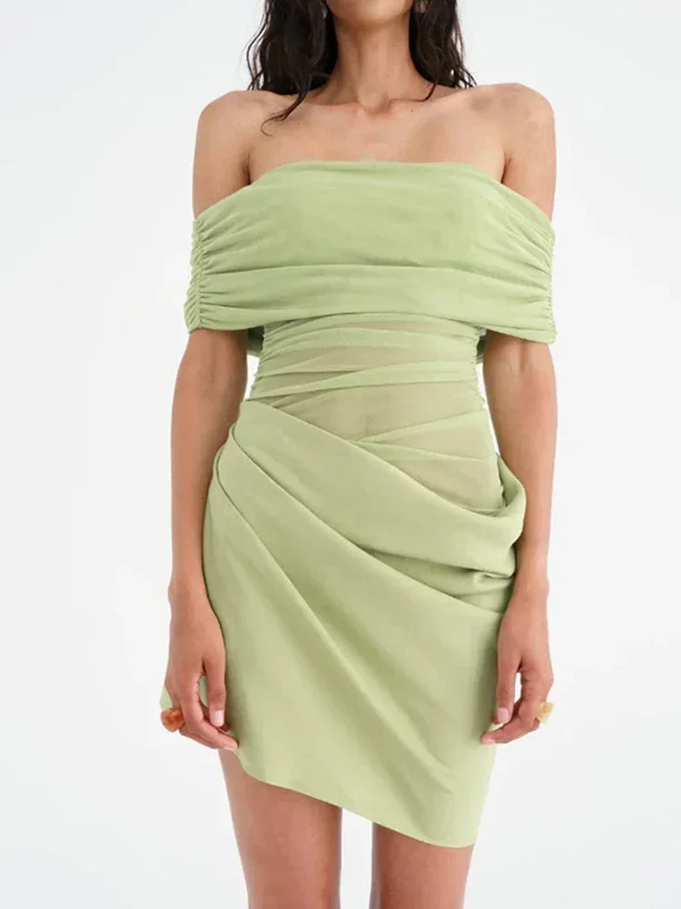 CPSYMYM  Slash Neck Sexy Dress Women Elegant Mesh Patchwork Birthday Holiday Party Banquet Elegant Midnight Clubwear Bodycon