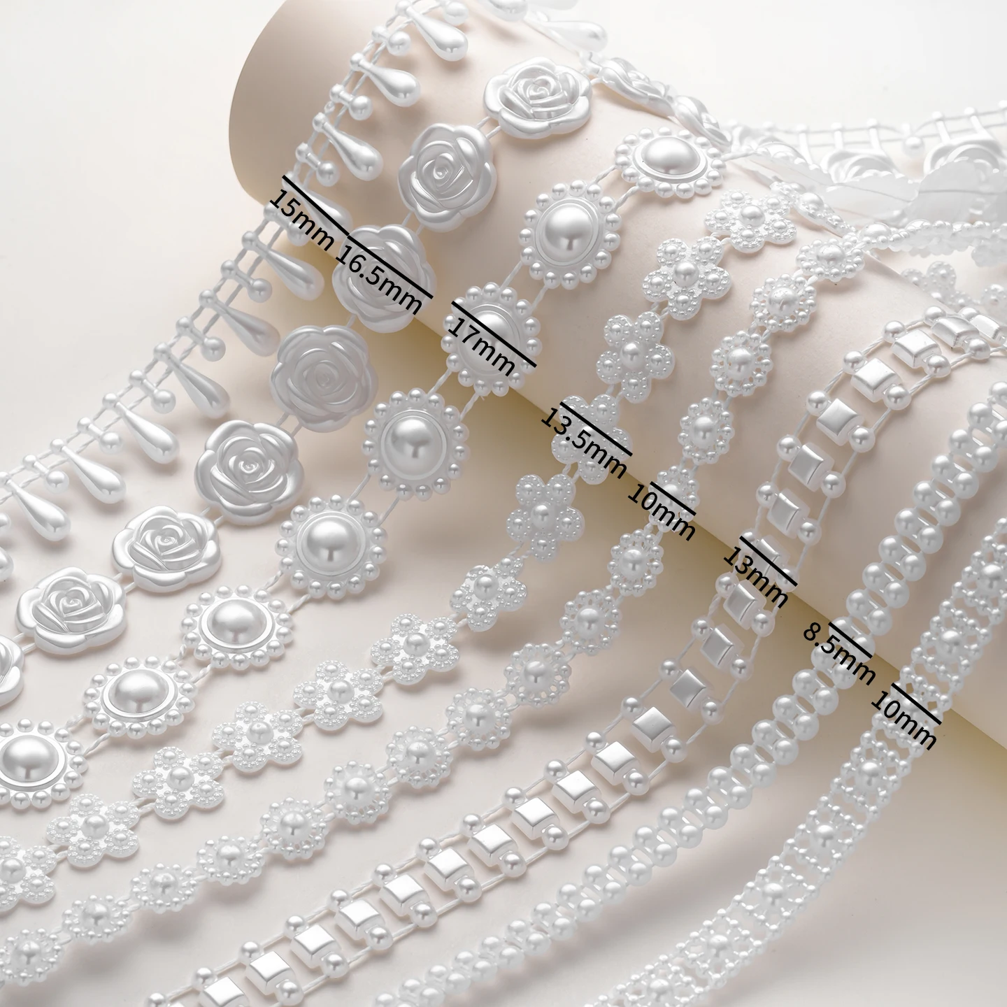 1Meter Multi-size Flatback Imitation Pearl Beads Chain Garland Flower Acrylic Beads For Wedding Decoration DIY Jewelry Making