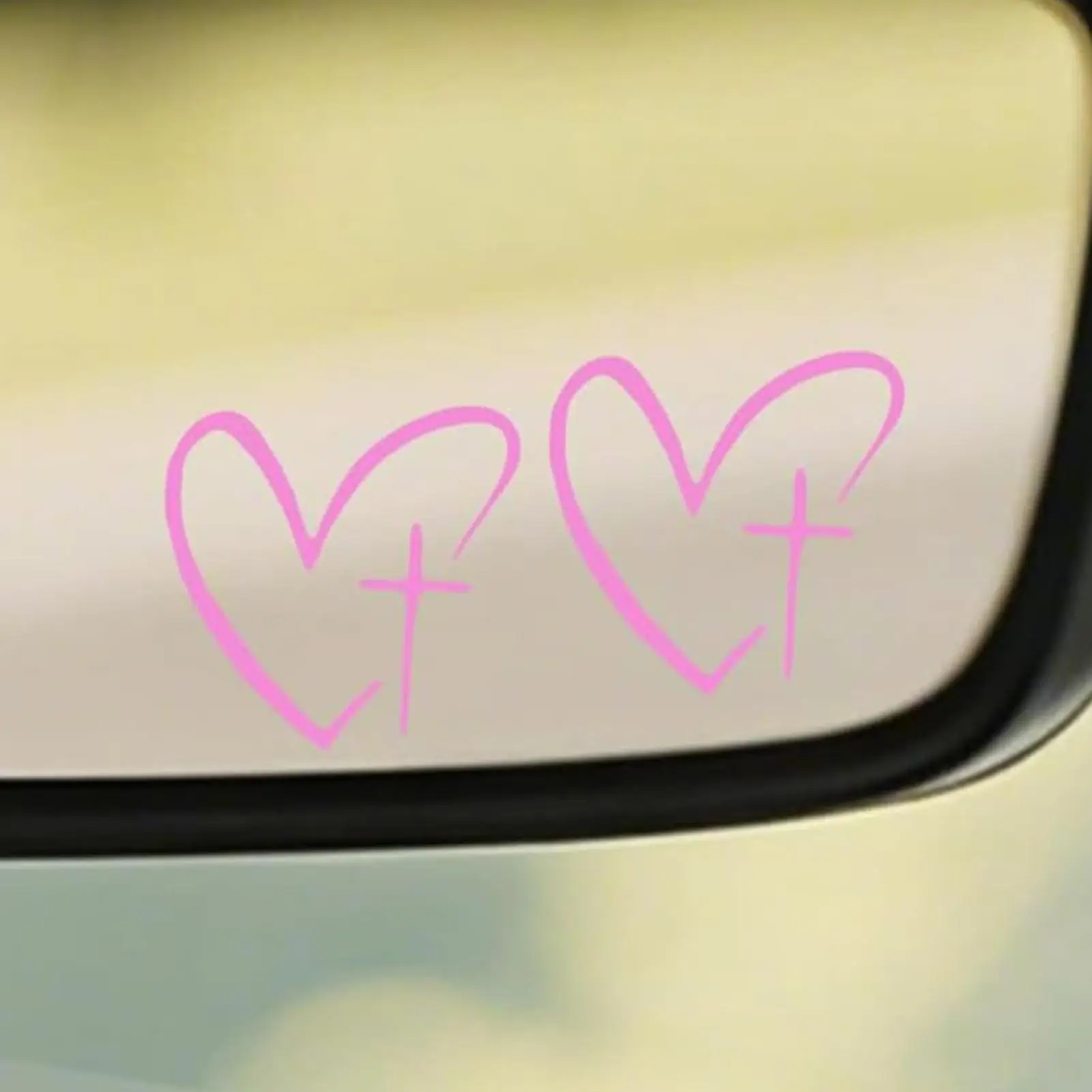 2pcs heart shape cross mirror stickers creative decoration waterproof Vinyl stickers for cars Exterior Window
