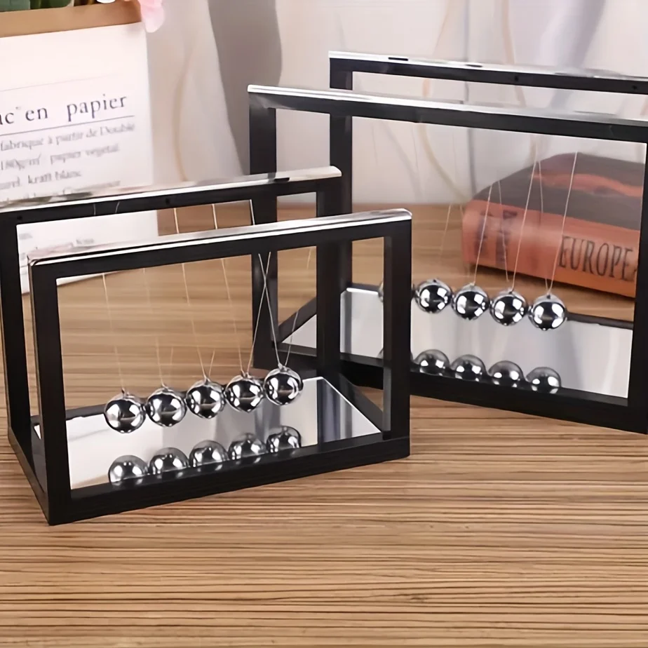 1pc Luxurious Resin Newton's Cradle Table Sculpture - Modern Minimalist Design with Sleek Black Frame, Indoor & Outdoor Decor - Image 2