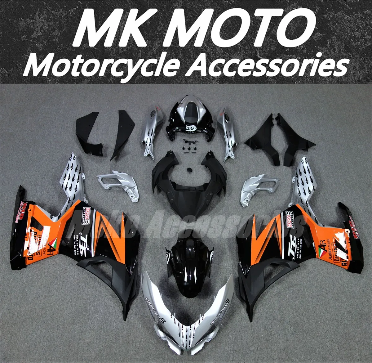 

Moke moto Motorcycle Fairings Kit Fit For Ninja 400 2018 2019 2020 2021 2022 2023 Bodywork Set Injection Orang Black New