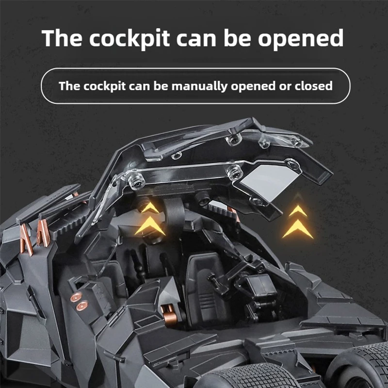 1:18 Batmobile Tumbler Alloy Metal Car Diecast Toy Vehicle Car Model Sound & Light Slide Spray Truck Toys For Kids Birthday Gift