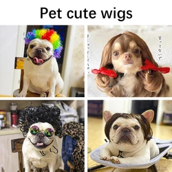 Dogs Cats Headdress Funny Pet Wigs Bangs Exploding Head Braids Straight Hair Nylon Fibre Material Halloween Pet Accessories