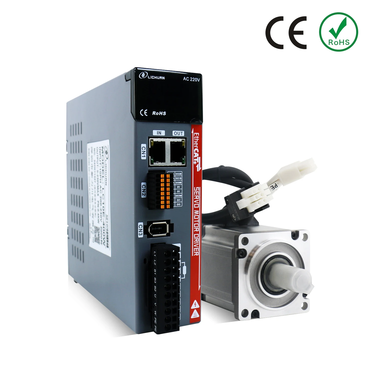 Lichuan Ethercat CNC servo motor 750W 1KW with servo driver controller LC10E 17bit 23bit absolute/ incremetal encoder servo kit