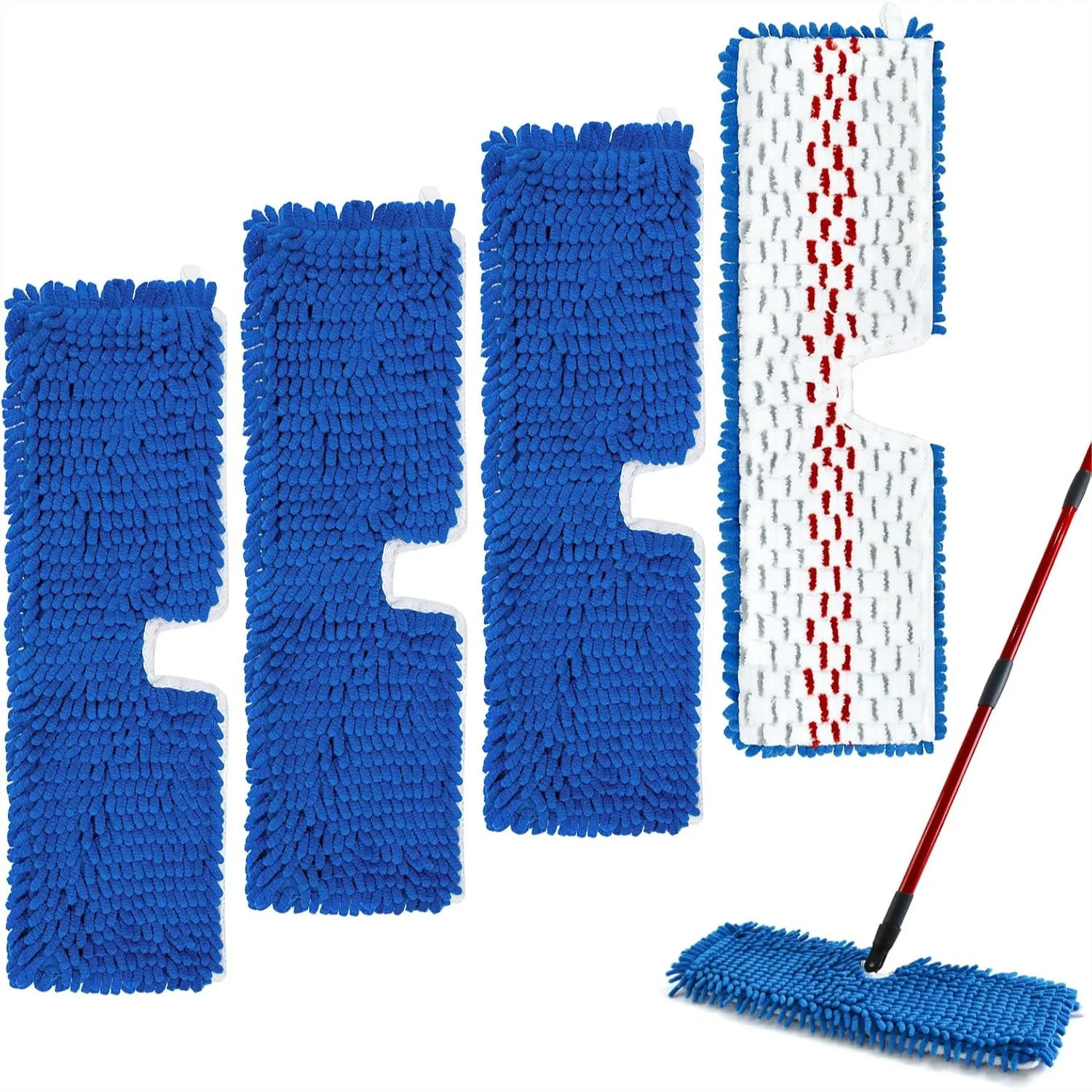 

4 Pack Mop Head Replacement Compatible with O-Cedar Flip Mop, Microfiber & Chenille Refill Pads for Wet and Dry Cleaning