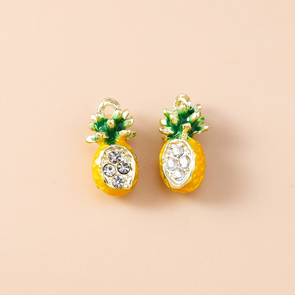 5 Stück Niedliche Gemischte Obst- und Gemüseanhänger: Kirsche, Traube, Mais - Emaille-Charms für DIY Schmuckherstellung, Halsketten und Ohrringe – Detail 4