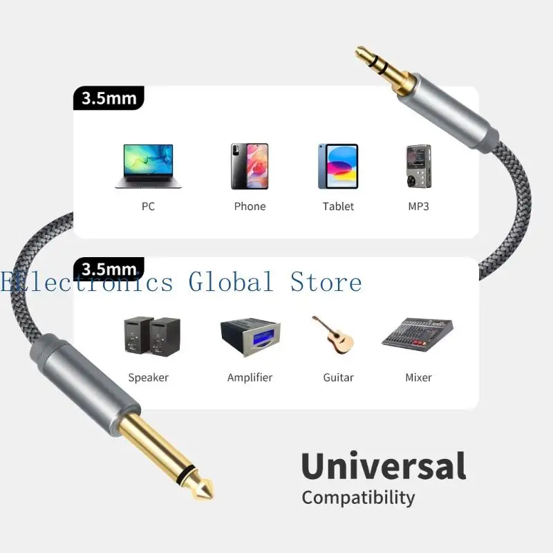 462B Premium 1/4Inch Male To 1/8Inch TRS Male Cable For Recording Studio