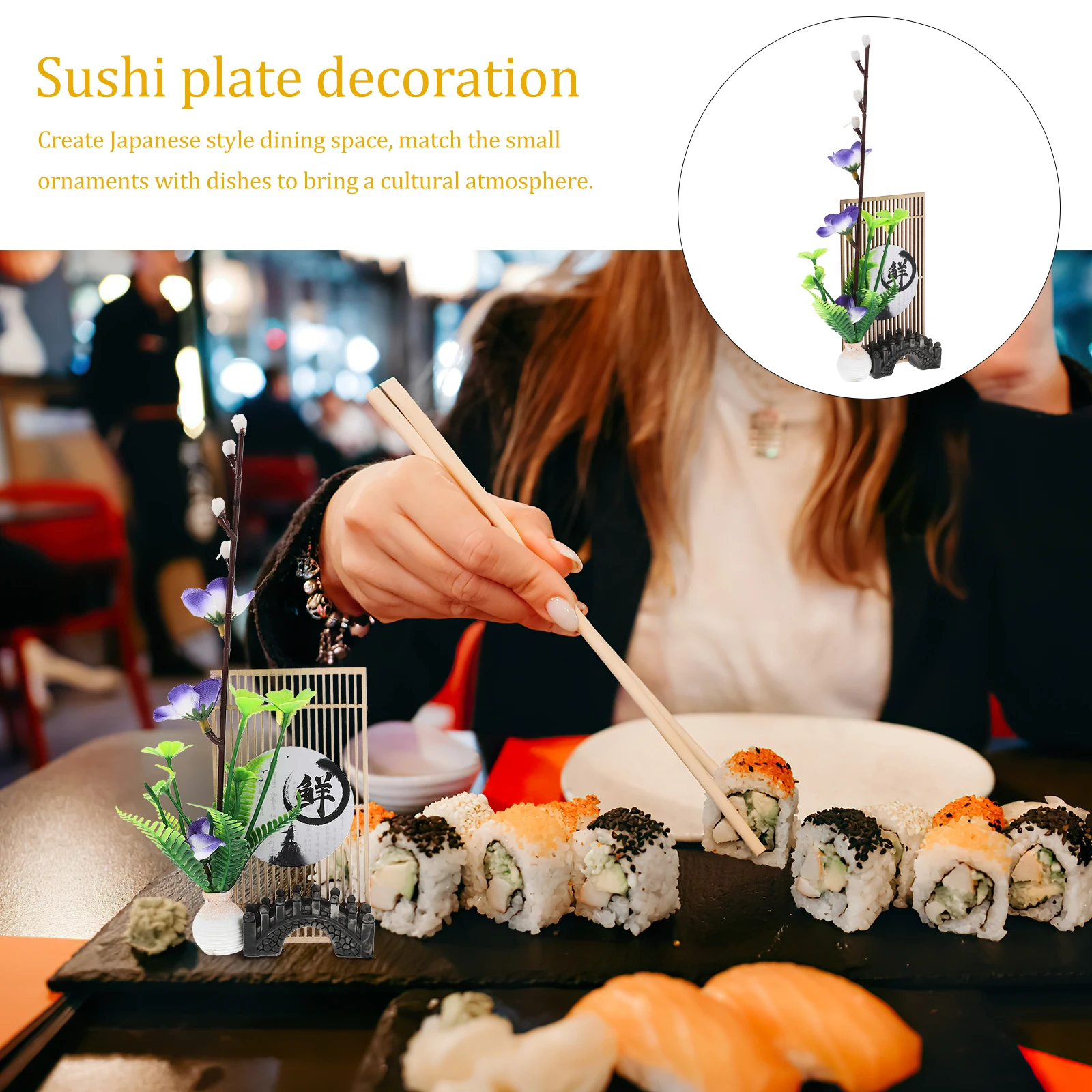 

Simulated Blue Plum Flower Plates Decor Dish Decors Sushi Flowers Convenient Accessories Food Decorations Plastic Fake Tray