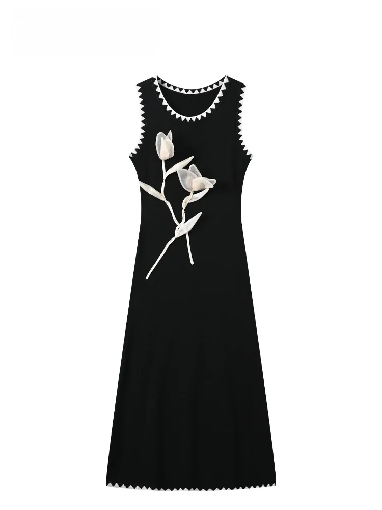 

plus Size Sleeveless Vest Dress Women's Summer New Chinese Style Frock Casual A-Line Polyester Fiber Flip Collar Gown