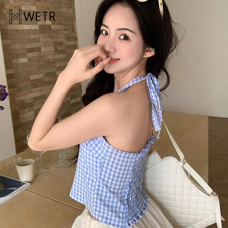 المرأة الصيف الرجعية Y2K منقوشة واحدة الصدر الرسن الدانتيل متابعة أكمام سليم تانك الأعلى