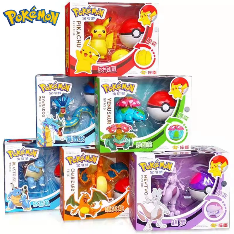 

Pokemon Toy Set Toy Pocket Monster Pikachu Charmander Mewtwo Lunala Scroll Action Figure Anime Model Children's Toys