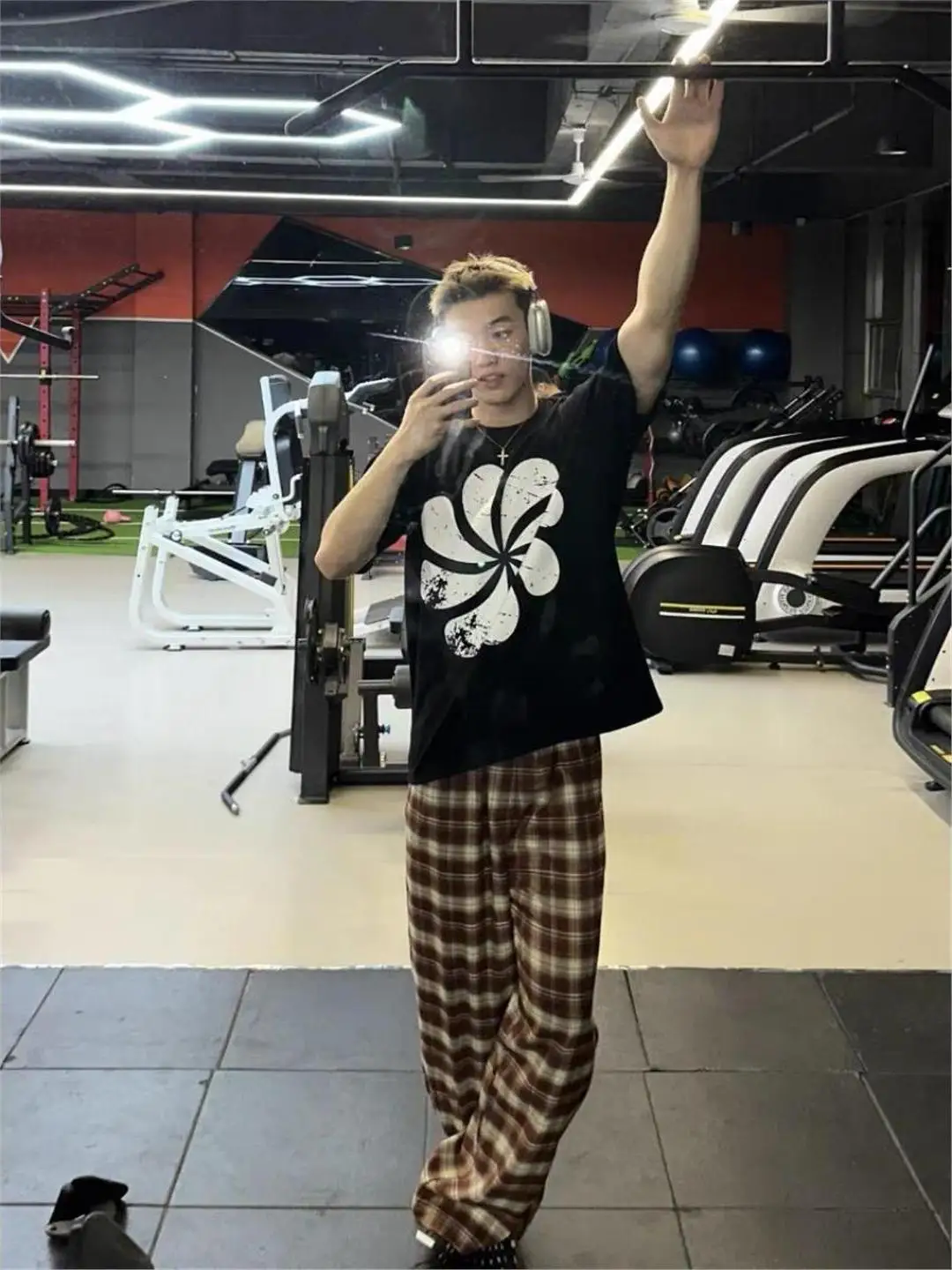 

American Retro Loose Straight Leg Plaid Pants Men's Casual Loose Style Autumn Leisure Trousers Trendy Couple Long Pants