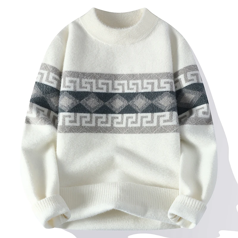 

Повседневный вязаный свитер с классическим узором, мужской пуловер 2025 года, теплые повседневные модные осенне-зимние элегантные топы для поездок на работу