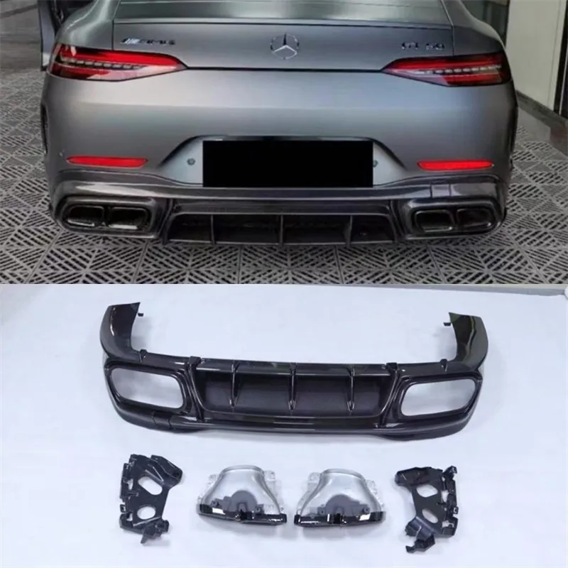 

Для Benz GT63 GT50 19+ задний бампер из настоящего углеродного волокна, диффузор для губ, разветвители выхлопного порта, спойлер, задние автомобильные аксессуары, комплект кузова