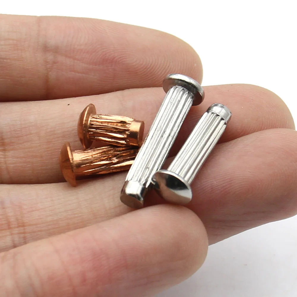 10-50Pcs 10-50Pcs Aluminum / Brass Round Head Solid Rivets Rivet Pins Decorative Craft Fasteners for Leather DIY Furniture M2-M5