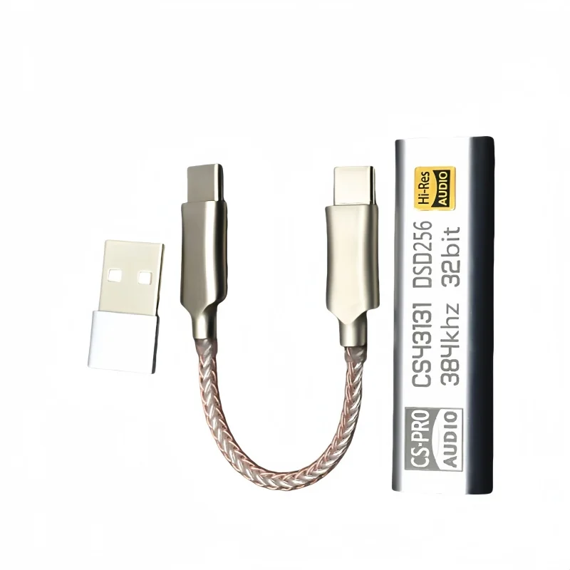 Компактный адаптер ЦАП USB-C |   Портативный Hi-Fi аудиодекодер |   CS43131+SA9312L |   PCM 384 кГц и DSD256 |   Dual Type-C